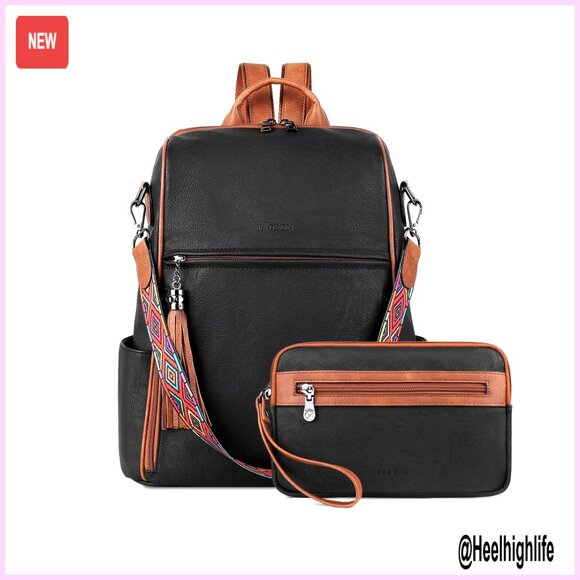 Convertible Leather Backpack Purse with 12 Pockets, Waterproof, Travel Ready main image 4